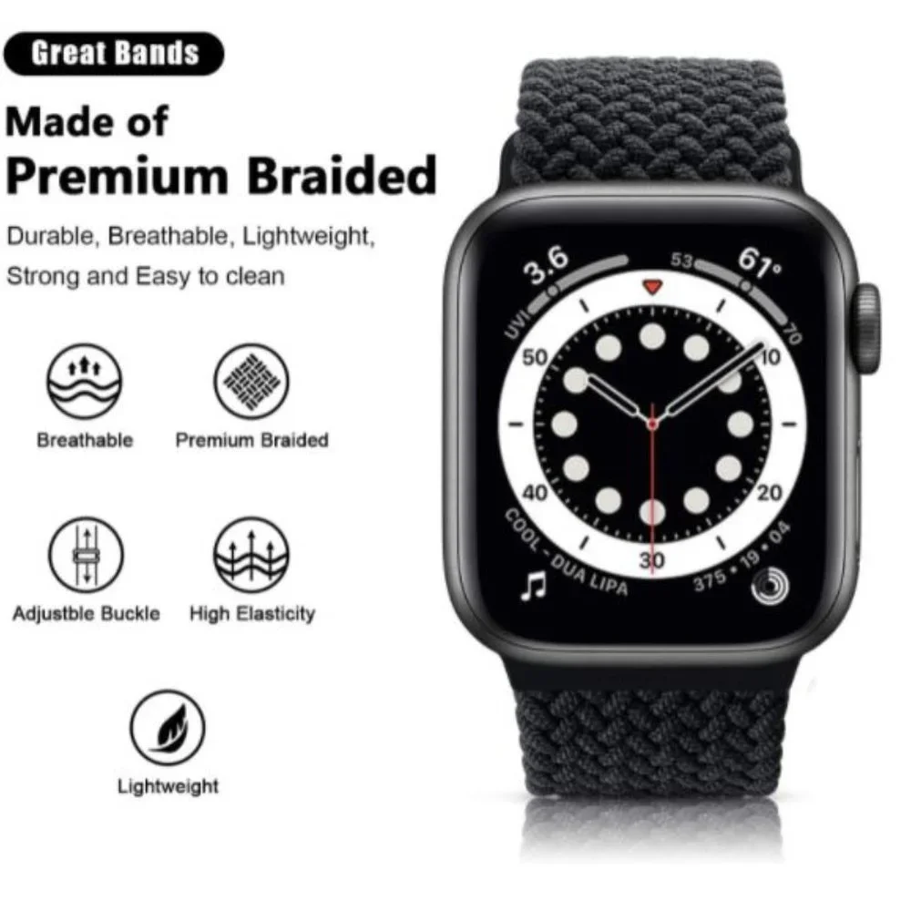 NEW Adjustable Braided Solo Loop For Apple Watch GY - Picture 5 of 5